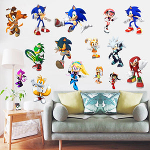4pcs/set PVC Sonic Wall Sticker the Hedgehog DIY Children&#39;s Room Wall Decoration Action Figure Sticker Cartoon Kids Gift