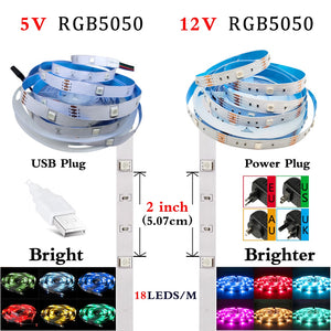 DC 12V LED Strip Lights 5M-30M RGB 5050 Alexa Bluetooth Control Luces Flexible Lamp USB 5V Diode Tape For Festival Fita Home Luz