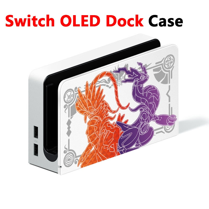 PM Scarlet and Violet ABS Protective Case Shell for Nintendo Switch OLED TV Dock