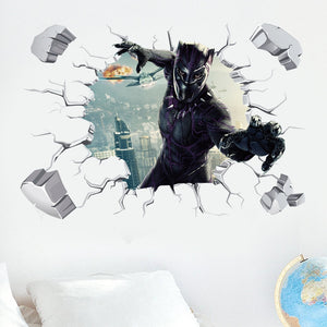 Hulk Iron Hand Mask Spider-man Wall Stickers Broken Wall Poster Wall Art Car Decal Kids Room Decor Boys Favors