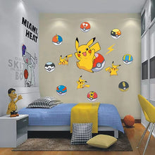 Load image into Gallery viewer, Anime Pokemon  Figure Sticker Pikachu Wall Stickers Children Bedroom Kindergarten Wallpaper Deco PVC DIY Stickers Toys.