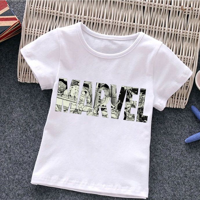 New Marvel Kids Clothes Letter T-Shirts Child The Avengers T Shirts Children Cartoons Kawaii Super Hero Tops Boy Girl Tees Shirt