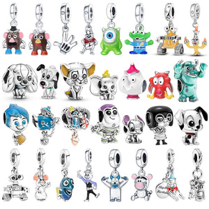 Disney Charms 100% 925 Sterling Silver Original Charms Cute Dog Elephant Beads Fit Pandora Bracelet Bangle DIY Jewelry Making