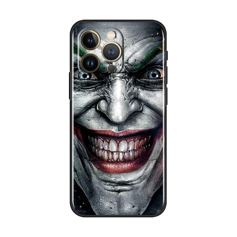 DC Movie Joker Clown Case For Apple iPhone 14 13 Pro Max Mini Plus TPU Black Phone Cover Core Coque Capa