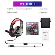 Load image into Gallery viewer, EKSA E1000 Gaming Headphones With Noise Cancelling Microphone RGB Light 7.1 Surround Sound Wired Gaming Headset Gamer For PS4 PC