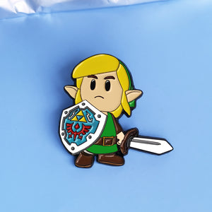 The Legend of Zelda Enamel Pin Cartoon Shield Warrior Link Brooch Action Adventure Game Fans Badge