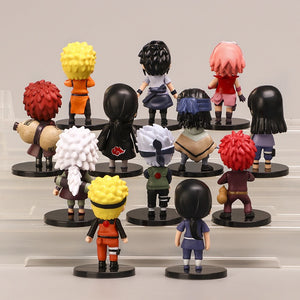 12pcs/set Naruto Anime Shippuden Hinata Sasuke Itachi Kakashi Gaara Jiraiya Sakura Q Version PVC Figures