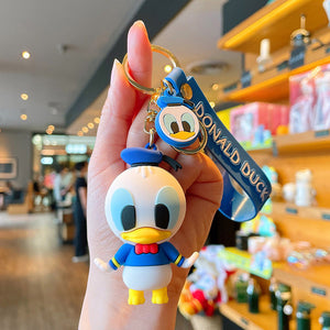 Disney Anime Cartoon Mickey Mouse Stitch Figure Keychains Minnie Donald Duck Piglet Key Chain Model