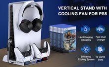 Load image into Gallery viewer, For PS5 Console Charger Cooling Vertical Stand With 2 Cooling Fans Fast Charging Station For SONY Playstation 5 Disc/Digital