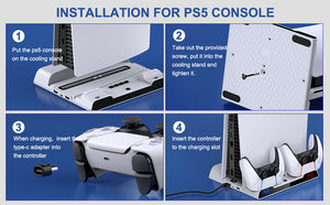 For PS5 Console Charger Cooling Vertical Stand With 2 Cooling Fans Fast Charging Station For SONY Playstation 5 Disc/Digital