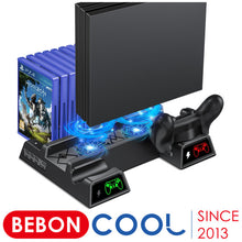 Load image into Gallery viewer, For PS4/PS4 Slim/PS4 Pro Vertical Cooling Stand With Fan Dual Controller Charger Charging Station For SONY Playstation 4 Cooler