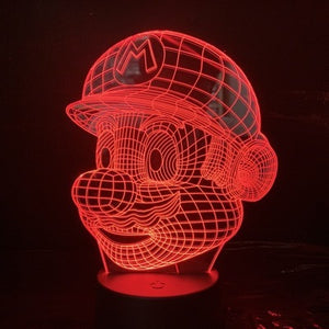 3D Super Mario colorful LED night light touch remote control desk lamp Mario animation game figure light kids