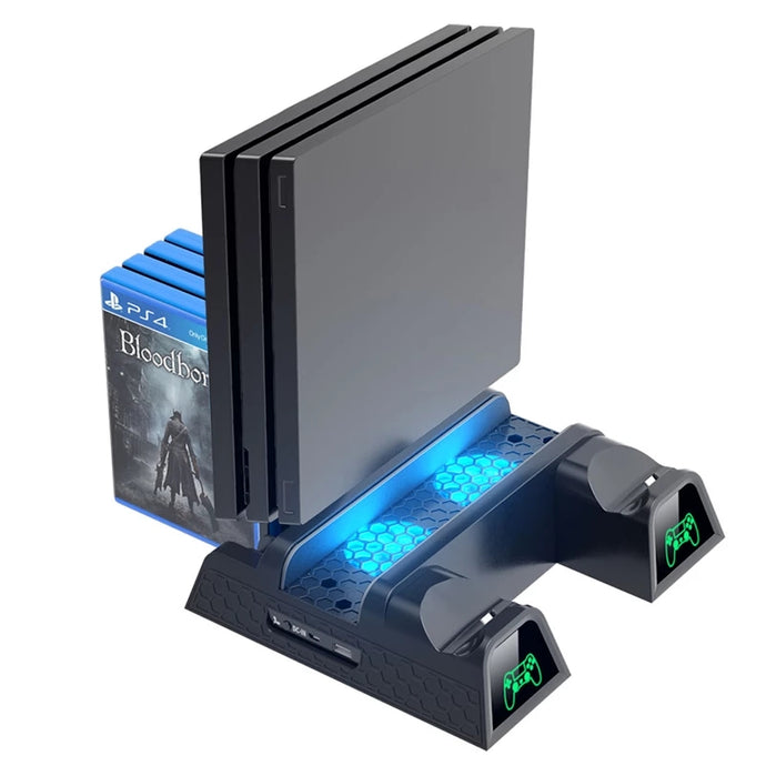 for PS4 Dual Controller Charger Console Vertical Cooling Fan Stand Charging Station For SONY PS4/PS4 Slim/PS4 Pro Accessories
