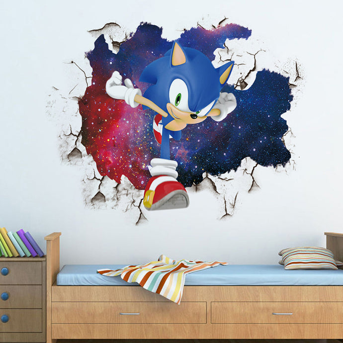 New Sonic Wall Sticker Hedgehog Childrens Room Graffiti Decoration 3D Cartoon Game Sticker