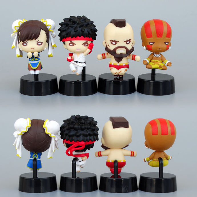 4pcs/set Kawaii Hoshi Ryu Chun-Li Zangief Anime Action Figure PVC Toy Cute Street Fighter Toy