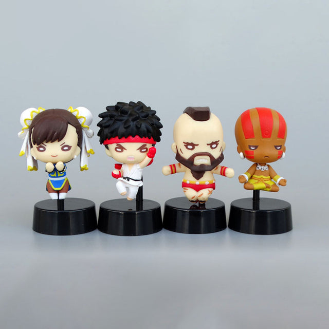 4pcs/set Kawaii Hoshi Ryu Chun-Li Zangief Anime Action Figure PVC Toy Cute Street Fighter Toy