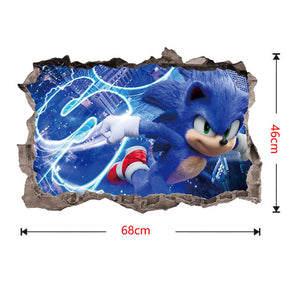 New Sonic Wall Sticker Hedgehog Childrens Room Graffiti Decoration 3D Cartoon Game Sticker