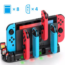 Load image into Gallery viewer, OIVO For Nintendo Switch joycon Charger 4 Port controller Charging Dock Station for Switch Holder Charger with 8 Game Slots