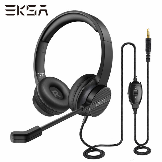 EKSA H12 Wired Headphones with Microphone for PC/PS4/Xbox Gaming Headset Gamer 3.5mm On-Ear Call Centre/Traffic/Computer Headset