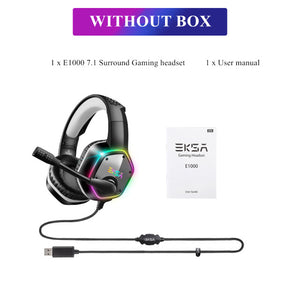 Gaming Headphone For PC/PS4/PS5 EKSA E1000 7.1 Surround RGB Gaming Headset Gamer USB Wired Headphones with Noise Cancelling Mic