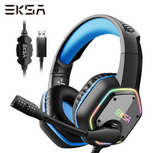 EKSA E1000 Gaming Headphones With Noise Cancelling Microphone RGB Light 7.1 Surround Sound Wired Gaming Headset Gamer For PS4 PC