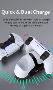 Ipega PS5 Controller Charger for Sony Playstation 5 Dual Gamepad Fast Charging Station Cradle Dock Station With LED Indicator